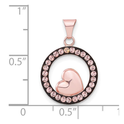 Sterlingsilber Rosa Keramik Swarovski Elements Herz Kreis Anhänger