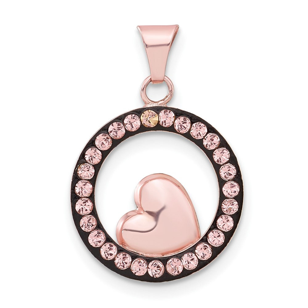 Sterlingsilber Rosa Keramik Swarovski Elements Herz Kreis Anhänger