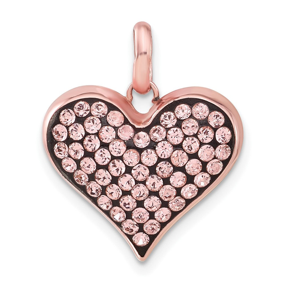 Sterlingsilber Roséfarben Keramik-beschichtet Swarovski Kristall Herz Anhänger