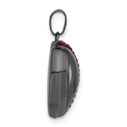 Sterlingsilber Schwarz Keramik Rot Swarovski Kristall Herz Anhänger
