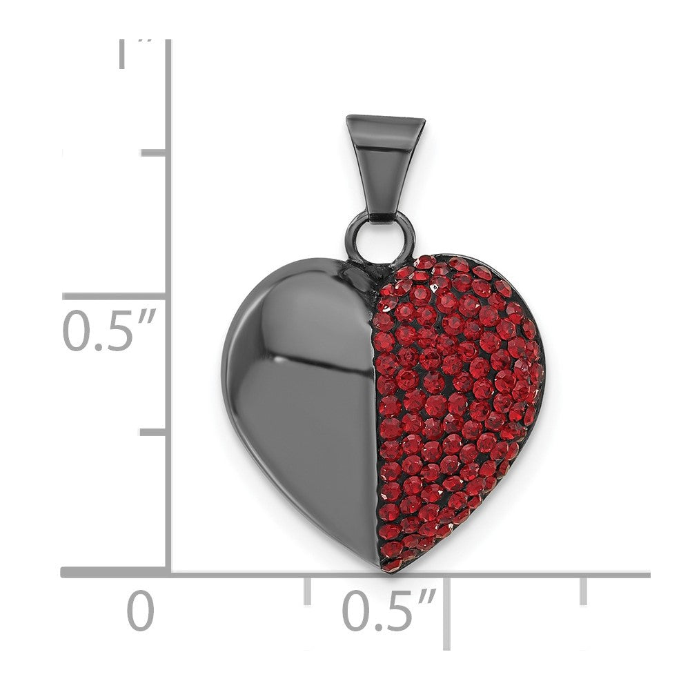 Sterlingsilber Schwarz Keramik Rot Swarovski Kristall Herz Anhänger