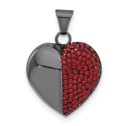Sterlingsilber Schwarz Keramik Rot Swarovski Kristall Herz Anhänger