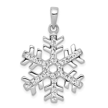 Sterlingsilber Rhodiniert Stellux Kristall Schneeflocke Anhänger