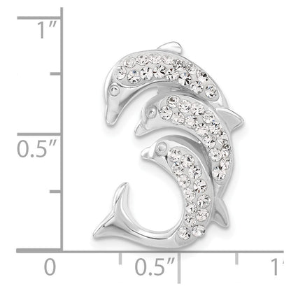 Sterlingsilber Stellux Kristall Dreifach Delfin Anhänger