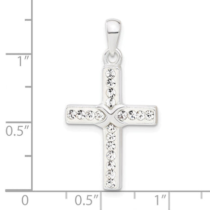 Sterlingsilber Stellux Kristall und Weiß Kreuz Anhänger