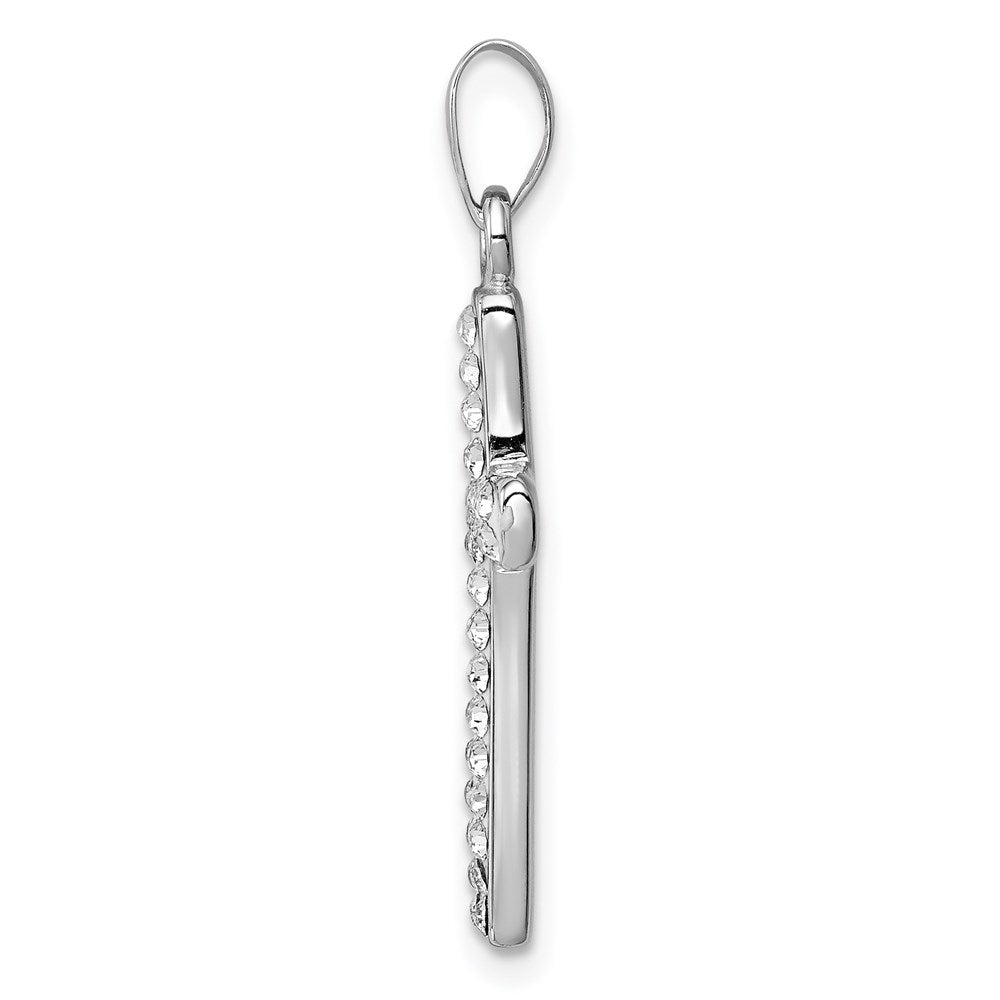 Sterlingsilber Rhodiniert Stellux Kristall Kreuz Anhänger