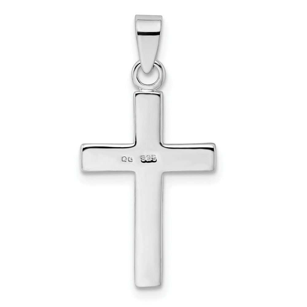Sterlingsilber Rhodiniert Stellux Kristall Kreuz Anhänger