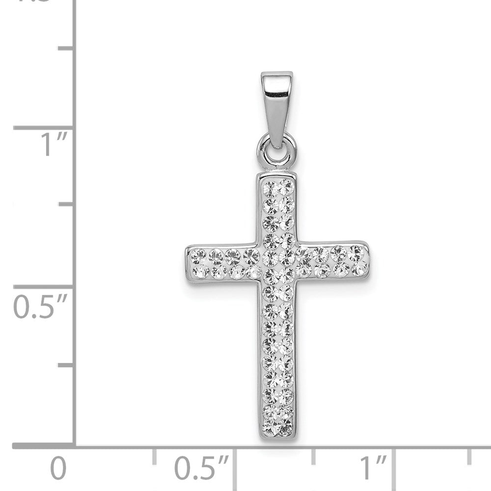Sterlingsilber Rhodiniert Stellux Kristall Kreuz Anhänger