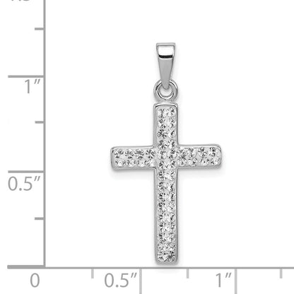 Sterlingsilber Rhodiniert Stellux Kristall Kreuz Anhänger
