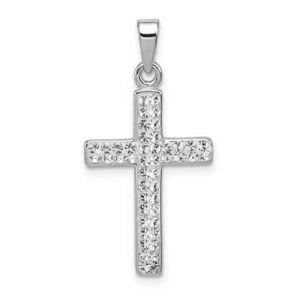 Sterlingsilber Rhodiniert Stellux Kristall Kreuz Anhänger