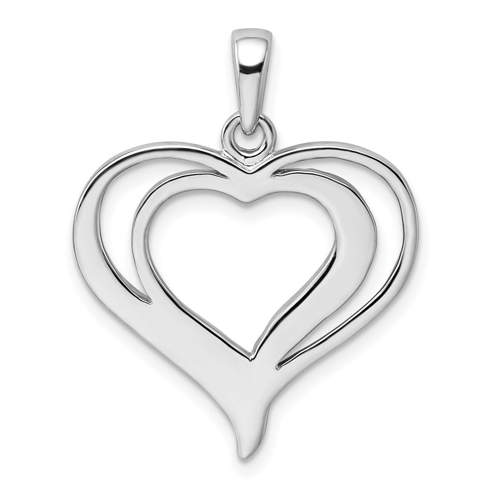 Sterlingsilber Rhodiniert Stellux Kristall Doppelt Herz Anhänger