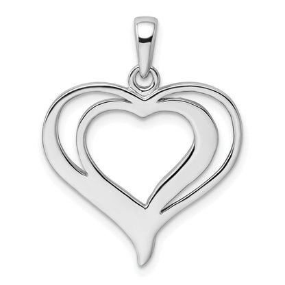 Sterlingsilber Rhodiniert Stellux Kristall Doppelt Herz Anhänger