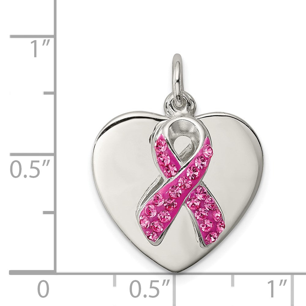 Sterlingsilber Stellux Rosa Bewusstsein Schleife mit Herz Anhänger