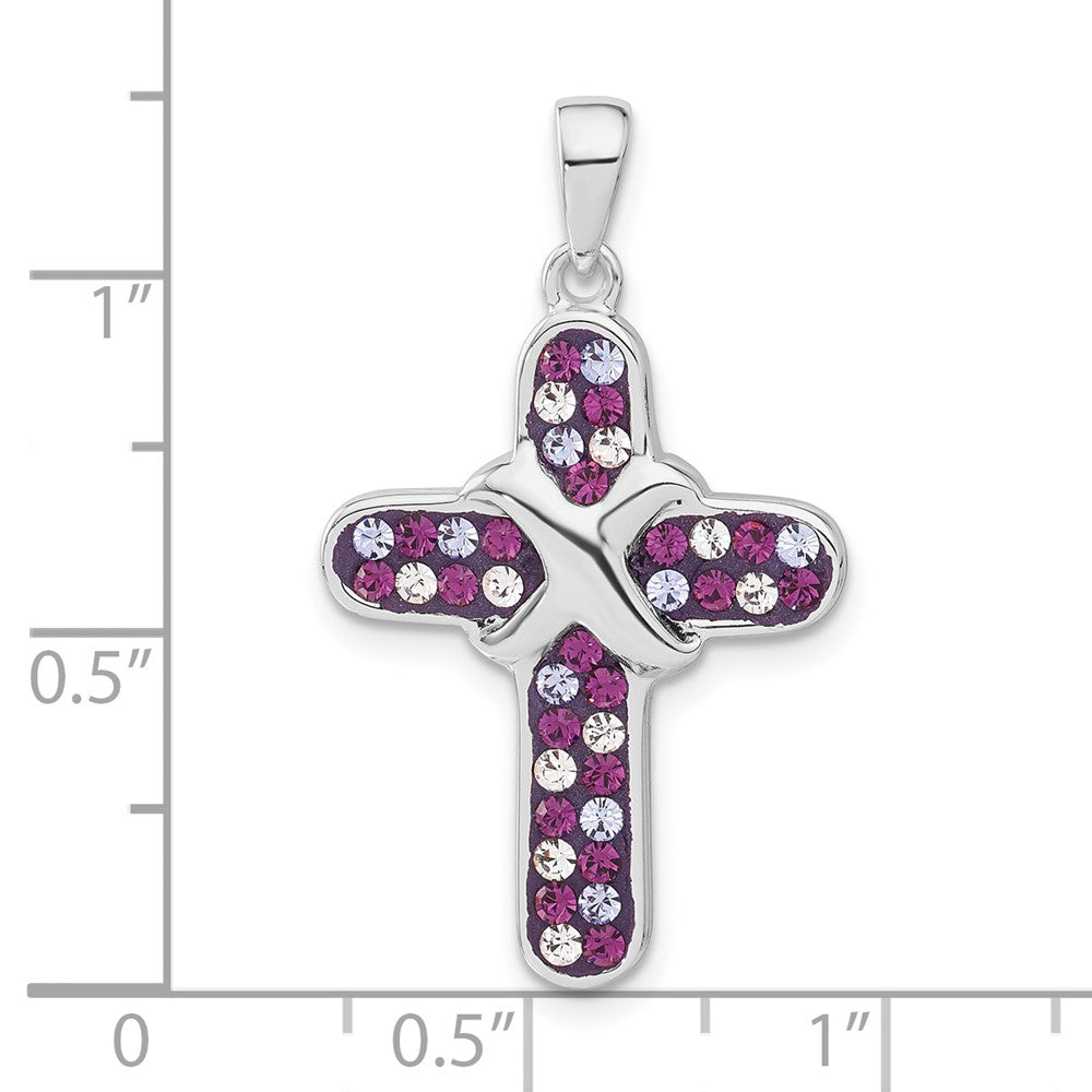 Sterlingsilber Lila & Klar Stellux Kristall Kreuz Anhänger