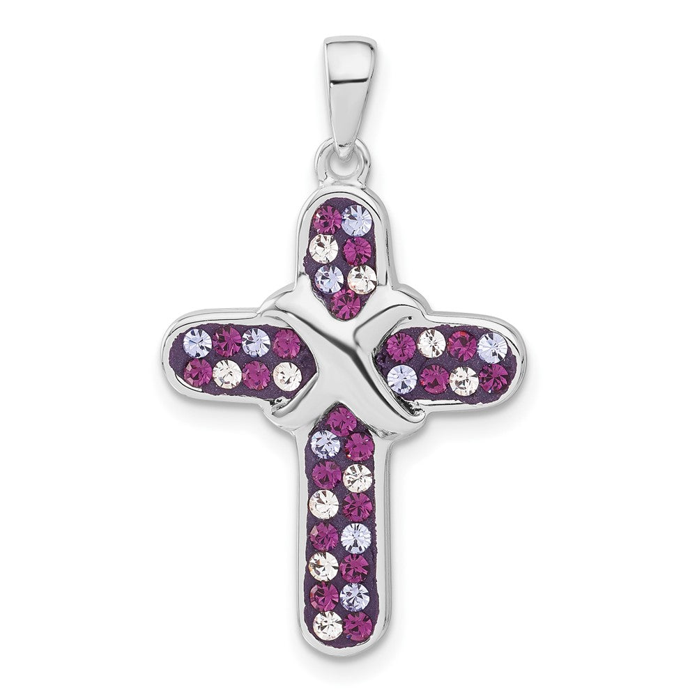 Sterlingsilber Lila & Klar Stellux Kristall Kreuz Anhänger
