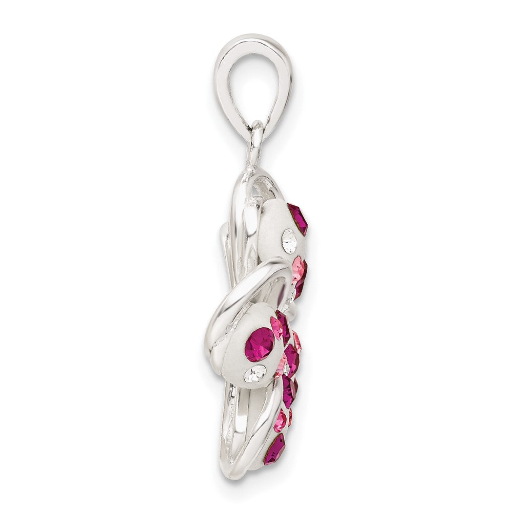 Sterlingsilber Rosa und Weiß Stellux Kristall Blume Anhänger