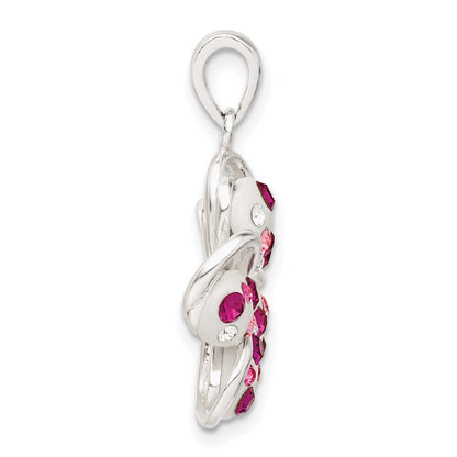 Sterlingsilber Rosa und Weiß Stellux Kristall Blume Anhänger