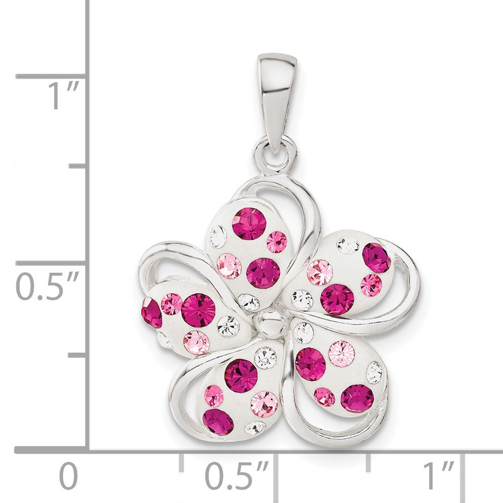 Sterlingsilber Rosa und Weiß Stellux Kristall Blume Anhänger