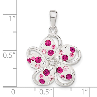 Sterlingsilber Rosa und Weiß Stellux Kristall Blume Anhänger