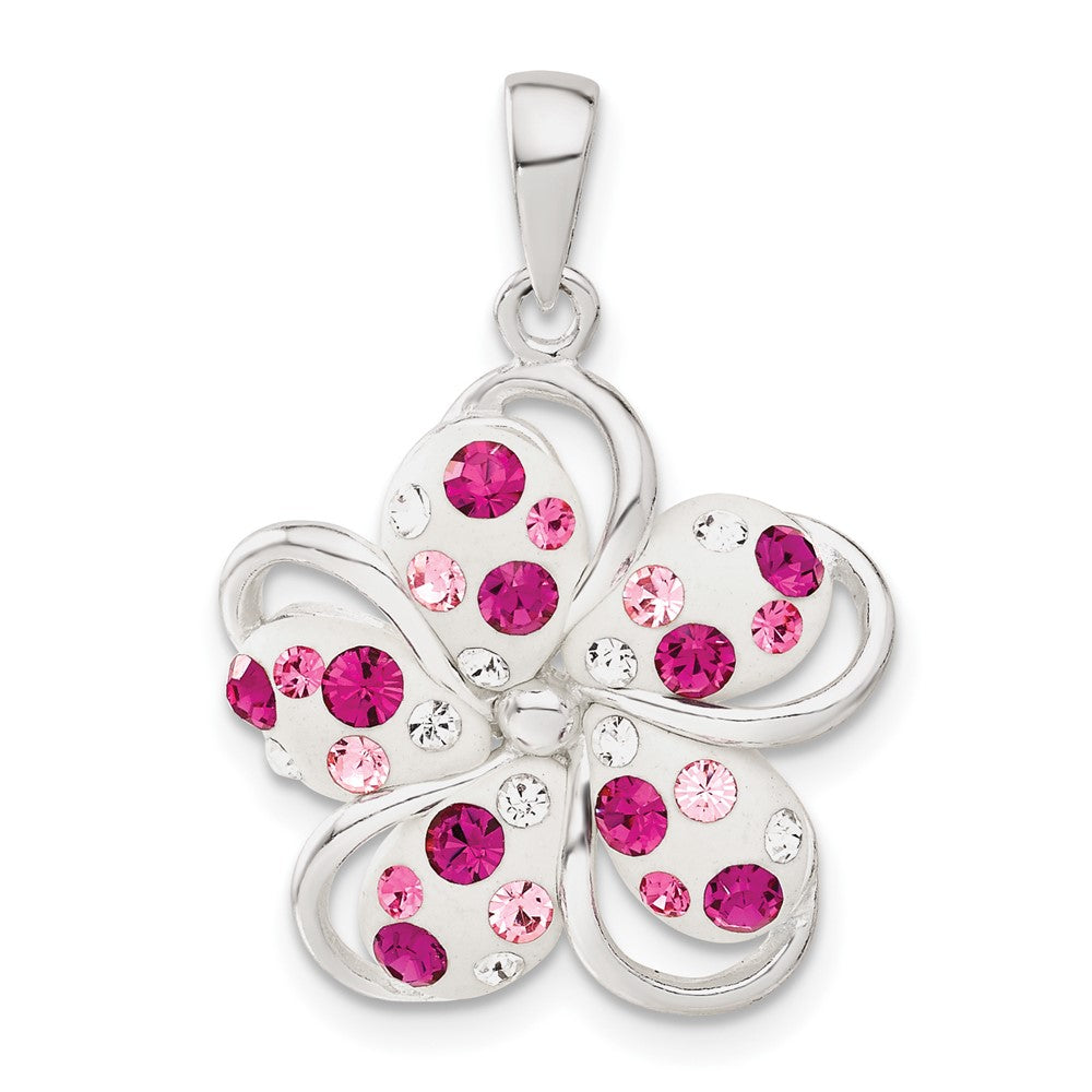 Sterlingsilber Rosa und Weiß Stellux Kristall Blume Anhänger