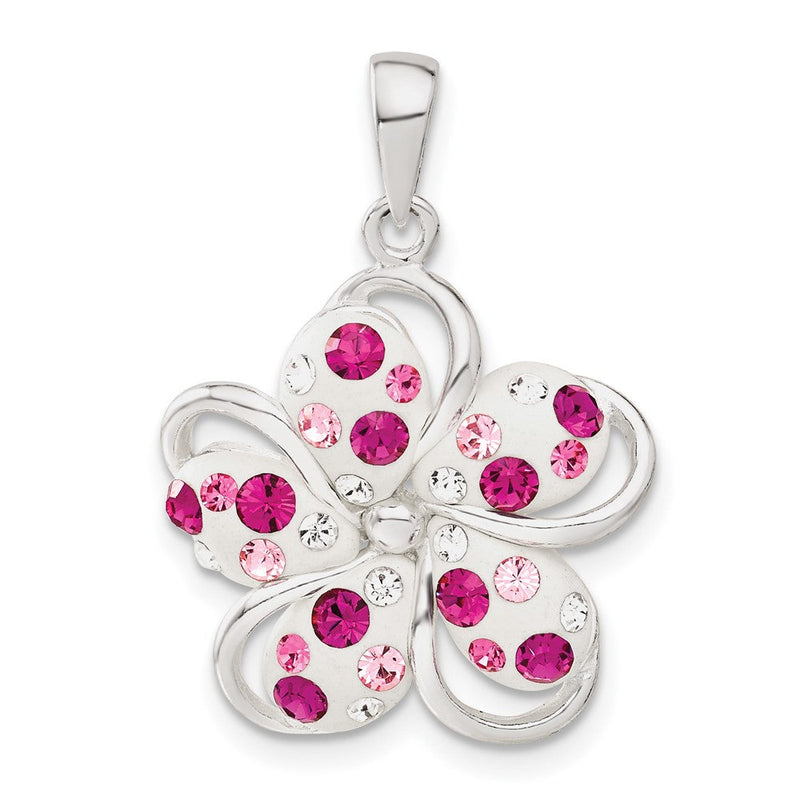 Sterlingsilber Rosa und Weiß Stellux Kristall Blume Anhänger