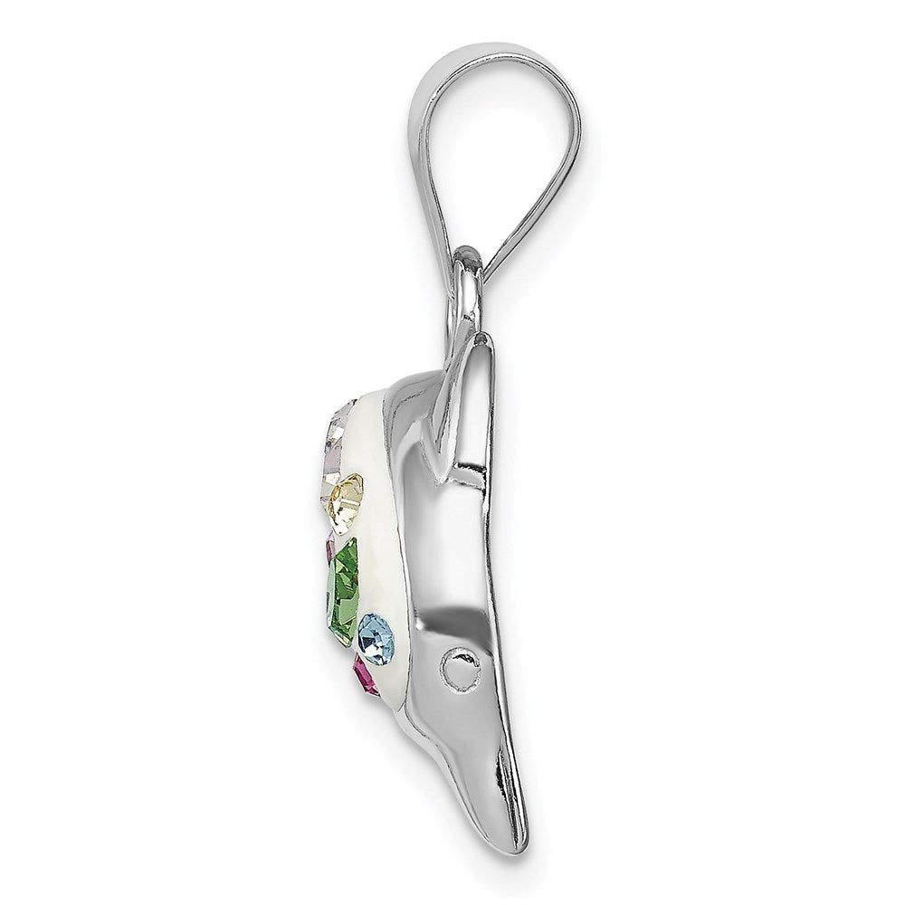Sterlingsilber Rhodiniert Stellux Kristall Delfin Anhänger