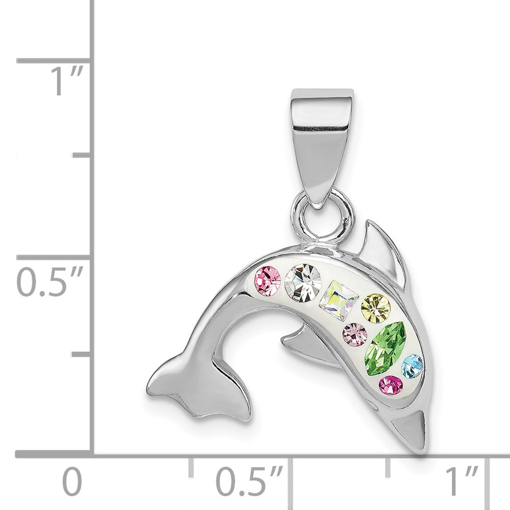 Sterlingsilber Rhodiniert Stellux Kristall Delfin Anhänger