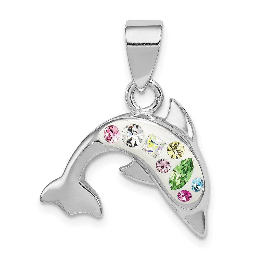 Sterlingsilber Rhodiniert Stellux Kristall Delfin Anhänger