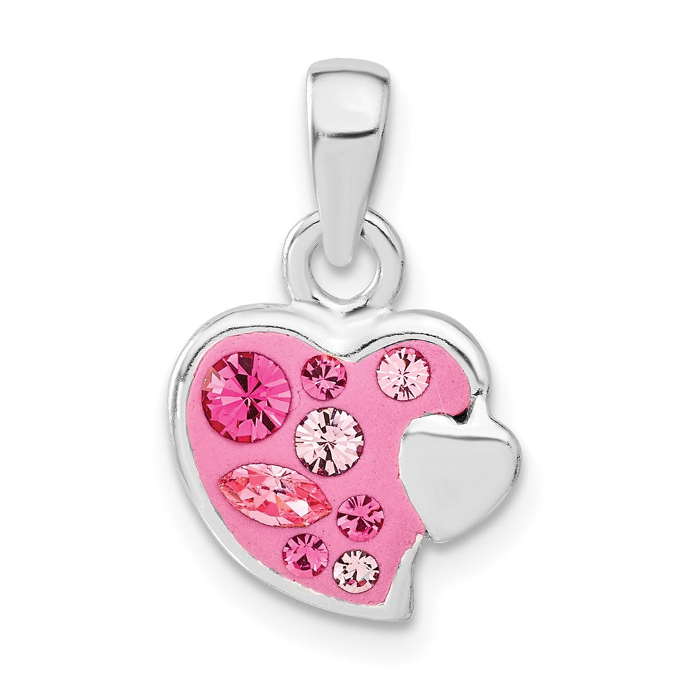 Sterlingsilber Rosa Stellux Kristall Herz Anhänger