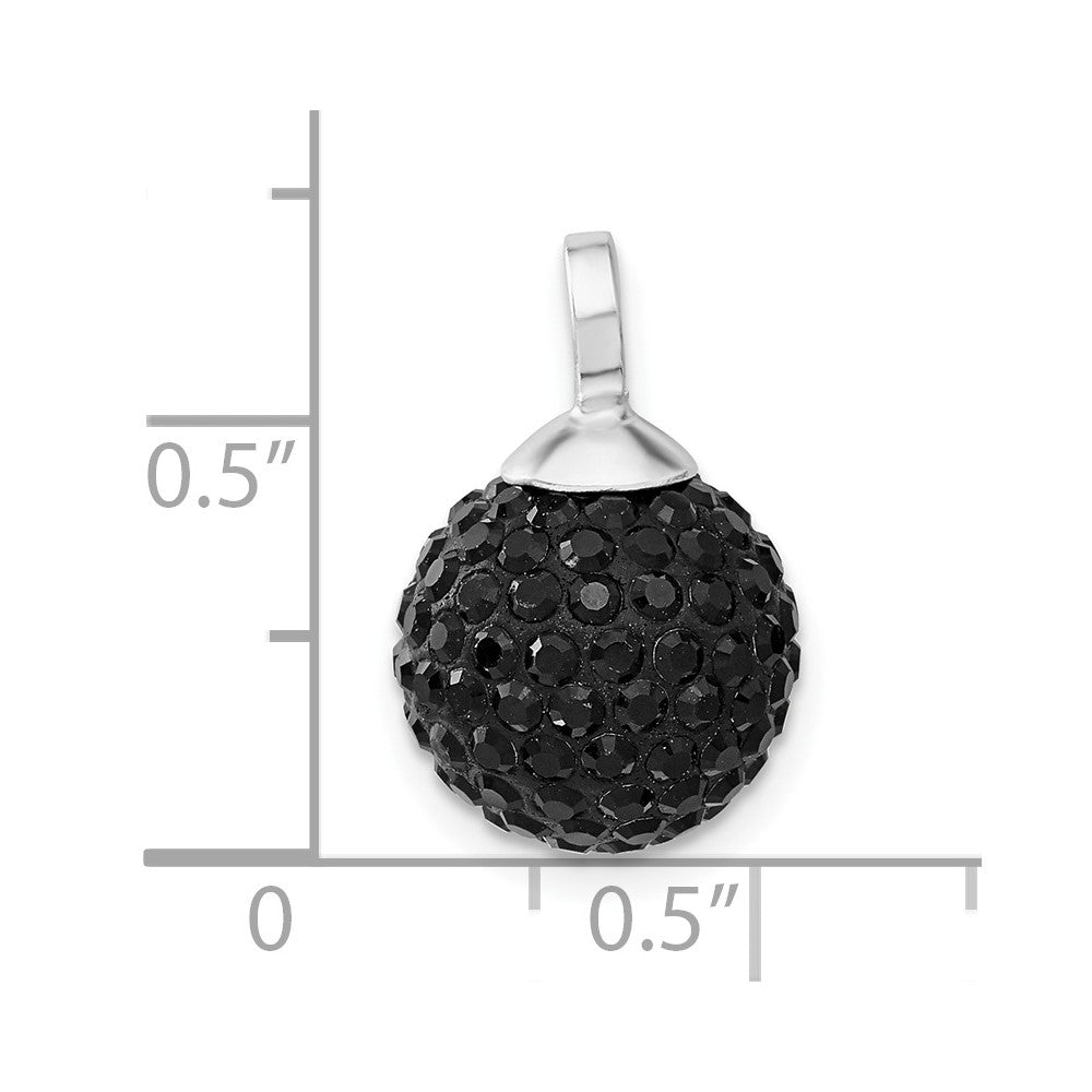 Sterlingsilber Stellux Schwarz Kristall Kugel Anhänger