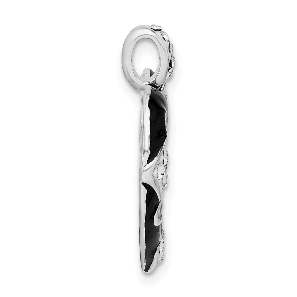 Sterlingsilber Stellux Kristall/ Schwarz Emaille Herz Anhänger