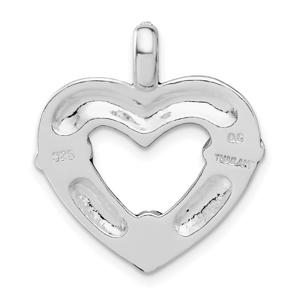 Sterlingsilber Stellux Kristall/ Schwarz Emaille Herz Anhänger