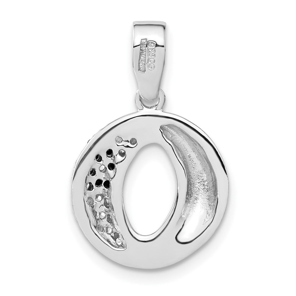 Sterlingsilber Rhodiniert Schwarz & Weiß Zirkonia Kreis Anhänger