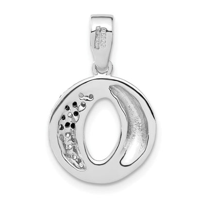 Sterlingsilber Rhodiniert Schwarz & Weiß Zirkonia Kreis Anhänger