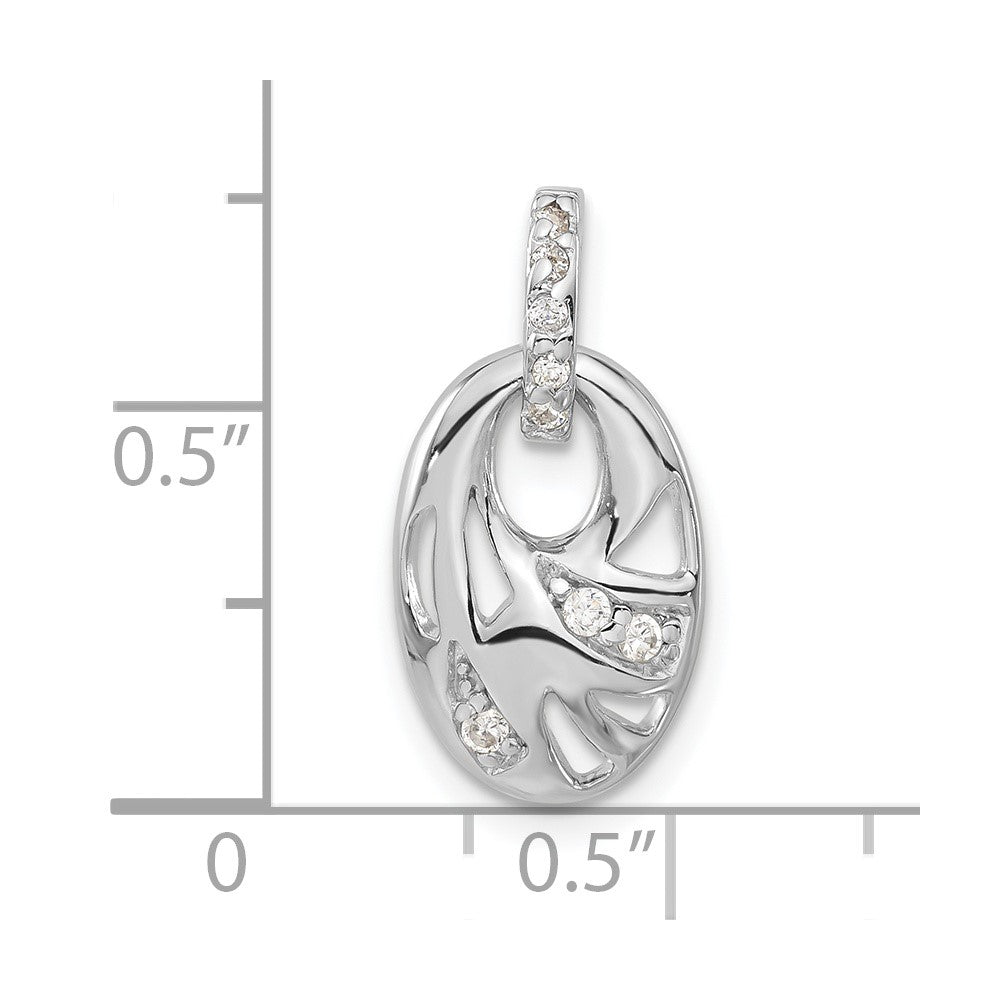 Sterlingsilber Rhodiniert Zirkonia Geometric Oval Anhänger