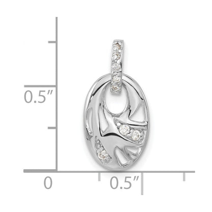 Sterlingsilber Rhodiniert Zirkonia Geometric Oval Anhänger