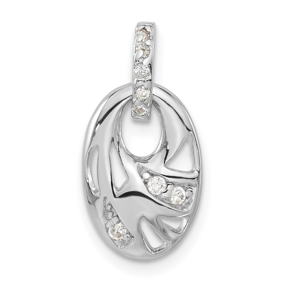 Sterlingsilber Rhodiniert Zirkonia Geometric Oval Anhänger