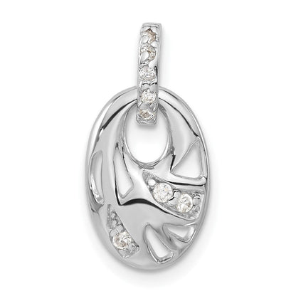 Sterlingsilber Rhodiniert Zirkonia Geometric Oval Anhänger