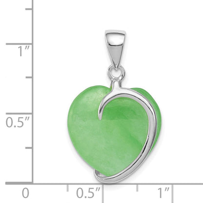 Sterlingsilber Grün Jade Herz Anhänger
