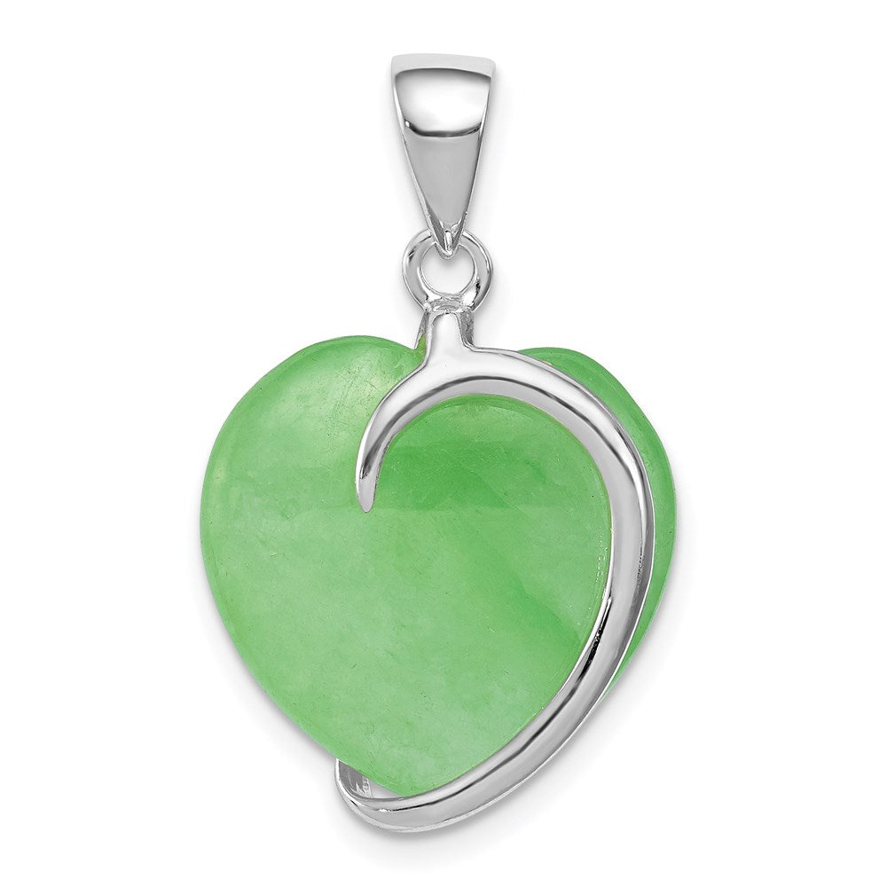 Sterlingsilber Grün Jade Herz Anhänger