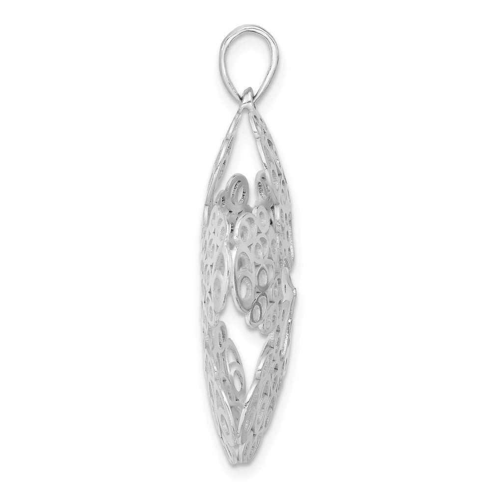Sterlingsilber Poliert Filigran Blume Anhänger