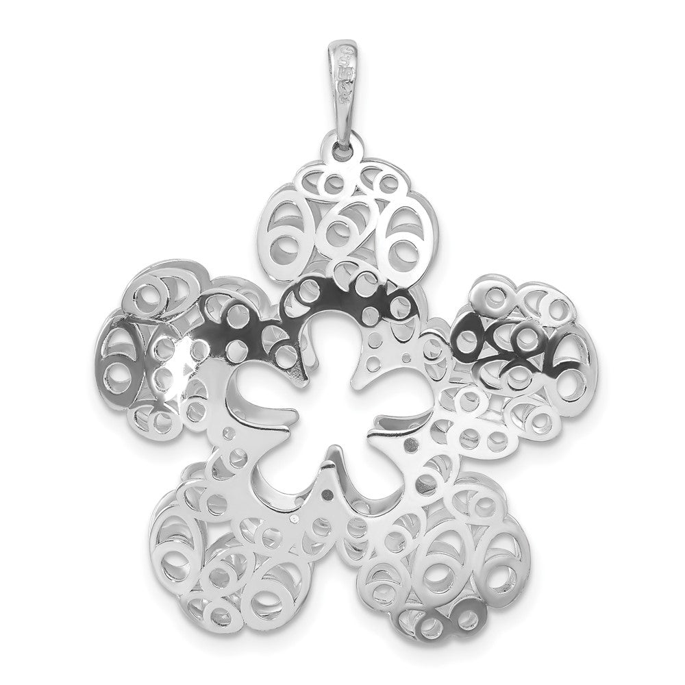 Sterlingsilber Poliert Filigran Blume Anhänger
