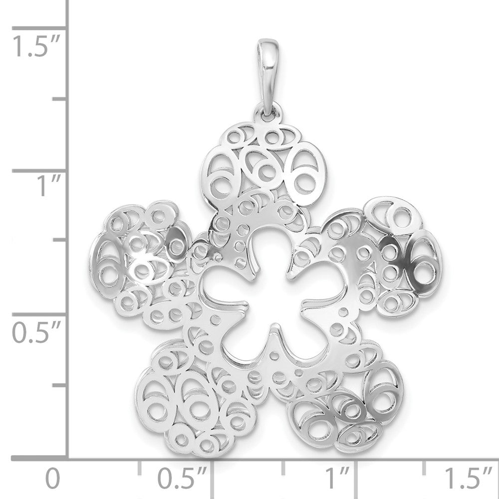 Sterlingsilber Poliert Filigran Blume Anhänger