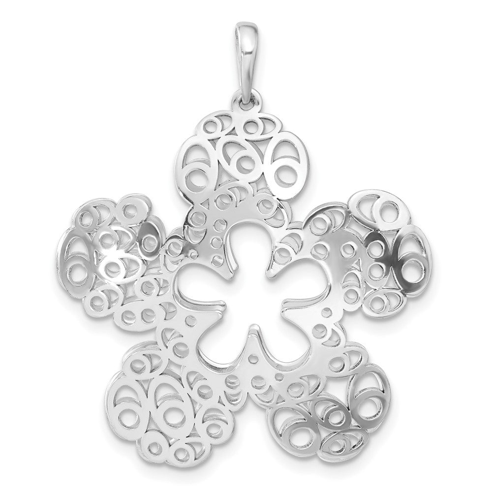 Sterlingsilber Poliert Filigran Blume Anhänger