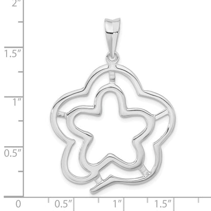 Sterlingsilber Poliert Blume Anhänger