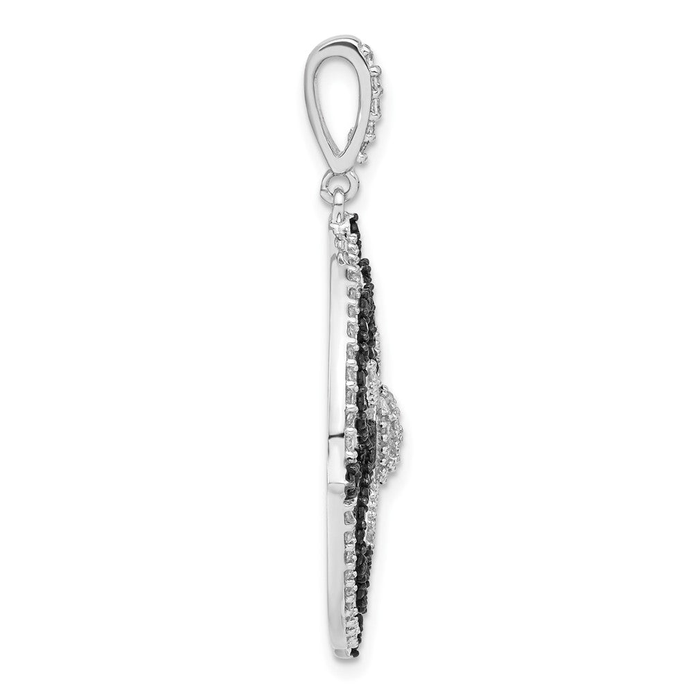 Sterlingsilber Schwarz und Weiß Zirkonia Klee Kreis Anhänger
