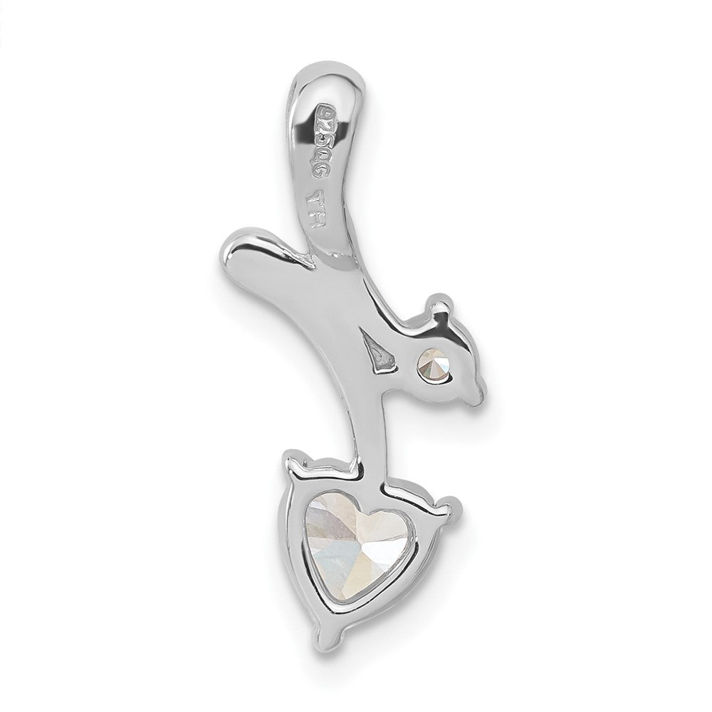 Sterlingsilber Rhodiniert Zirkonia Herz Anhänger