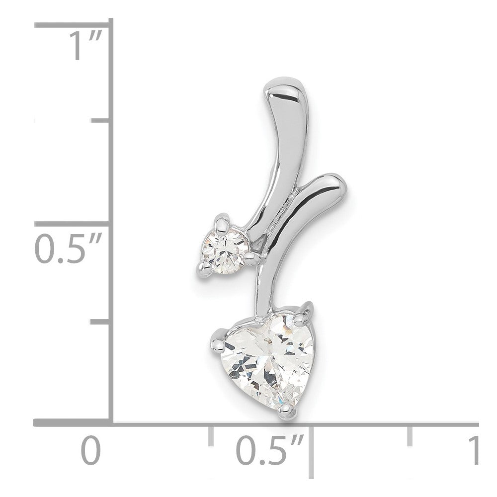 Sterlingsilber Rhodiniert Zirkonia Herz Anhänger