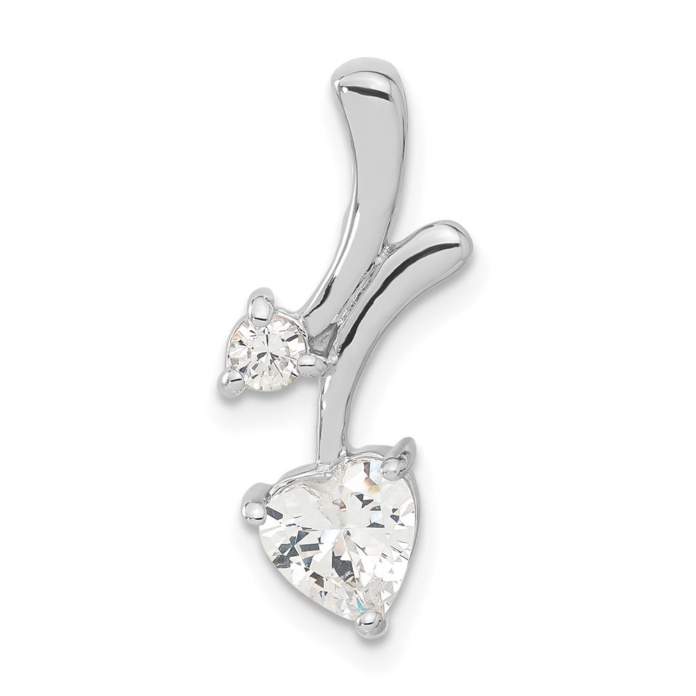 Sterlingsilber Rhodiniert Zirkonia Herz Anhänger