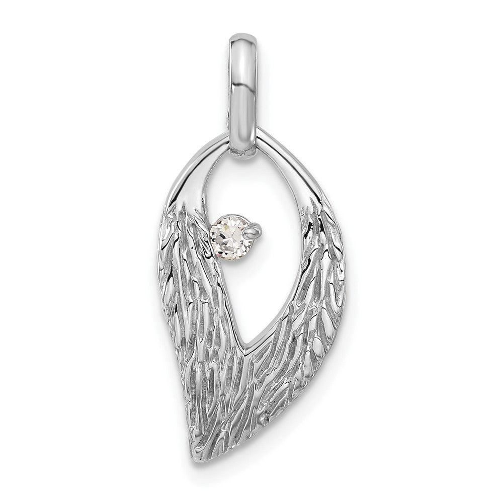 Sterlingsilber Rhodiniert Zirkonia Blatt Anhänger